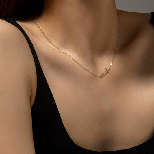 New 925 Sterling Silver Cross Simple Long Chain Adjustable Necklace 2024 Fine Luxury Women Jewelry