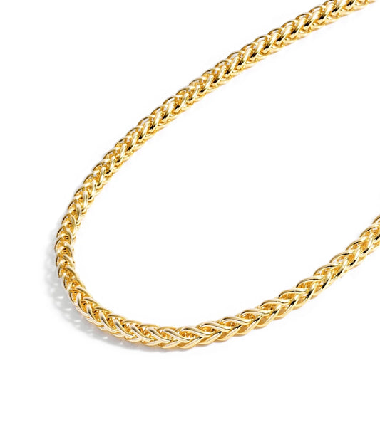 Colección De Collares De Cadena De Oro - Collares De Cadena Redonda De Trigo/Palma Rellenos De Oro Amarillo Sólido De 14K Para Mujer Y Hombres Con Diferentes Tamaños (2.5Mm, O 3.2Mm)
